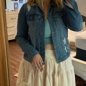 Jean Jacket, medium wash with rips